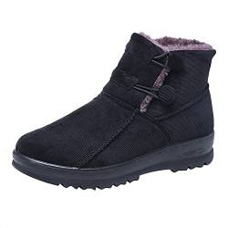 TOPENO Damen Winterstiefel Wasserdicht Warm Gefüttert Schneestiefel Flach rutschfeste Winterschuhe Kurze Stiefel Leicht Winter Stiefeletten Schlupfstiefel Flach Boots, 40 EU, 5 Schwarz von TOPENO