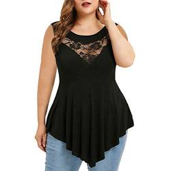 TOPEREUR Tshirt Damen Sommer Kurzarm Lace V-Ausschnitt Plus Size Loose Schulterfrei T-Shirt Oberteile Sexy Tunika Bluse Tops Elegant Oversize Shirt Sommerbluse Locker von TOPENO