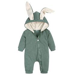 Baby Boys Girls Easter Bunny Outfit Infant Newborn Bodysuit Romper with 3D Rabbit Ear, Baby Ostern Outfit Strampler Baby bedrucktes Häschen Set Jungen Overall Mädchen Strampler & Overall Anzug Kinder von TOPJIAO