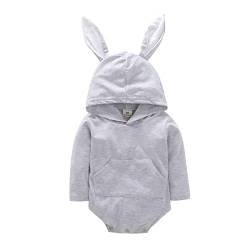 Baby Boys Girls Easter Bunny Outfit Infant Newborn Bodysuit Romper with 3D Rabbit Ear, Baby Ostern Outfit Strampler Baby bedrucktes Häschen Set Jungen Overall Mädchen Strampler & Overall Anzug Kinder von TOPJIAO