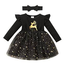 Baby Mädchen Kleid Langarm Rüschen Bowknot Kleid Kleinkind Mädchen Weihnachten Tutu Tüll Kleid Prinzessin A-Linie Kleid Süßes Weihnachtskleid Herbst Winter Kleidung Weihnachten Kostüm Partykleid von TOPJIAO