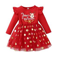 Baby Mädchen Weihnachten Kleid Outfit Prinzessin A-Linie Weihnachtskleid Weihnachtsoutfit Langarm Babykleidung Neugeborene Weiche Kleidung My First Christmas Winter Weihnachten Kostüm Partykleid von TOPJIAO