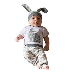 Neugeborenes Baby Strampler, Baby Osterhasen Outfits Hase Strampler, Baby Cosplay Ostern Strampler Outfit Baby bedrucktes Häschen Set Cartoon Jumpsuit Babykleidung Jungen Mädchen Strampler & Overall von TOPJIAO