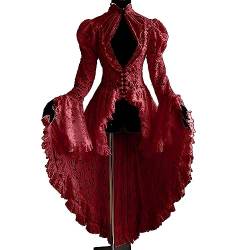 TOPJIAO Gothic Kleid Damen,Mittelalter Kleid Damen Steampunk Damen Halloween Karneval Kostüm Retro Ballkleid Mittelalter Kleidung Damen Mittelalter Gothic Prinzessin Kleidung Maxikleid von TOPJIAO