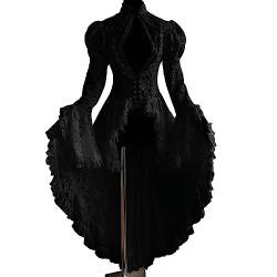 TOPJIAO Gothic Kleid Damen,Mittelalter Kleid Damen Steampunk Damen Halloween Karneval Kostüm Retro Ballkleid Mittelalter Kleidung Damen Mittelalter Gothic Prinzessin Kleidung Maxikleid von TOPJIAO