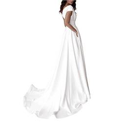 TOPJIAO Kleid Damen Partykleid Kleider Damen Weißes V-Ausschnitt Langes Kleid Abendkleid Formelle Kleidung Ballkleid Prinzessin Damen von TOPJIAO