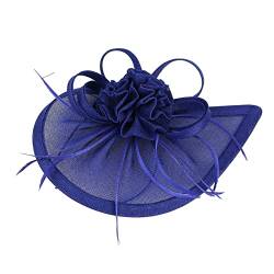 2023 Fascinator Hut Feder Mesh Tea Party Haarband für Frauen Stirnband Fahrradhelm Herren (Blue, One Size) von TOPKEAL