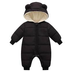 TOPKEAL Einteiliger Krabbelanzug aus langärmeliger Daunenbaumwolle für Kleinkinder, Mädchen und Jungen, mit extra Flor, für 0 bis 18 Monate Jungen Strampler (Black, 9-12 Months) von TOPKEAL