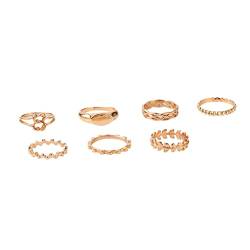 TOPKEAL Legierung Gelenkring Kreativ Doppelknoten Damen Trendy Ring Set 8-TLG Jade Rings (Gold, One Size) von TOPKEAL