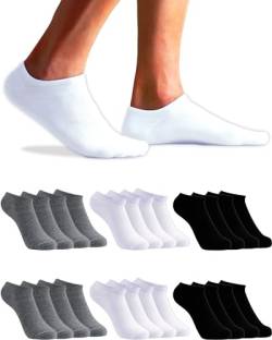 TOPLINE 12 Paar Sneaker Socken Herren Damen Baumwolle (DE/NL/SE/PL, Numerisch, 35, 40, Regular, Kurz, Schwarz, Grau und Weiß (12 Paar)) von TOPLINE
