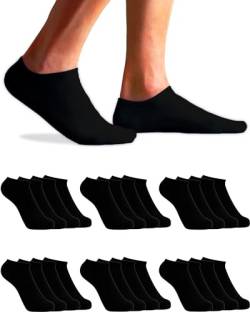 TOPLINE 12 Paar Sneaker Socken Herren Damen Baumwolle (DE/NL/SE/PL, Numerisch, 35, 40, Regular, Kurz, Schwarz (12 Paar)) von TOPLINE
