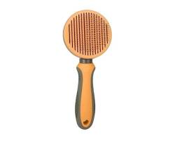TopMed ETS Pet Grooming Tool Needle Brush, Self Cleaning Slicker Brushes for Pet Grooming, Remove Undercoat, Shedding Hair from Long or Short Hair Proven Grooming Tools for Dogs Cats and Other Animals (Curved Needle - Orange) von TOPMED ETS