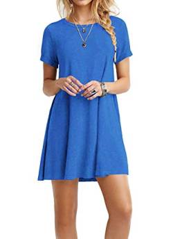 TOPONSKY Damen Casual Einfarbig Einfaches T-Shirt Lose Kleid - Blau - Mittel von TOPONSKY