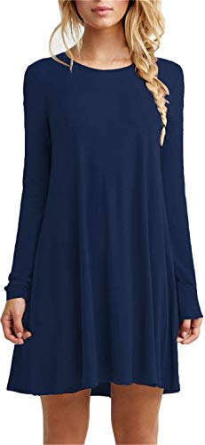 TOPONSKY Damen Casual Plain Einfaches T-Shirt Lose Kleid, Lo Navyblue, Mittel von TOPONSKY