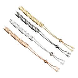 TOPPERFUN 4 Stück DIY-Armband funky schmuckherstellung Roségoldene Armbänder armreifen gold Kugelkette Perlenkette Halbfertiges Armband Handkette einstellbar halbfertiges Produkt Zubehör von TOPPERFUN