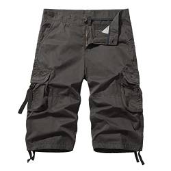 TOPQAQ Cargohose für Herren, Bermudas Cargo-Shorts, einfarbig, für Herren, Sommer, Outdoor-Hose, lässige Shorts#39, grau, 56 von TOPQAQ