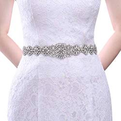 TOPQUEEN Glitzer Kristall Strass Gürtel Satin Schärpe Brautgürtel für Hochzeit Party Brautjungfernkleider (Schwarz) von TOPQUEEN