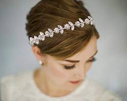 TOPQUEEN Perle Braut Haarreifen, Strass Brautschmuck Haarband, Hochzeit Stirnbänder, Haarschmuck Tiara für Frauen und Mädchen (Silver-Organza-Weiß) von TOPQUEEN