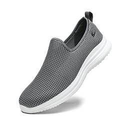 TOPSSCTR Herren Walkingschuhe Slip On Atmungsaktive Mesh Mode Sneaker Gehen Leichte Anti-Rutsch Joggingschuhe Dunkelgrau Größe 45 von TOPSSCTR