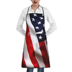 TOPUNY American Flag Printing Kitchen Cooking Apron With Pockets Apron For Barbecue Apron For Men And Women von TOPUNY