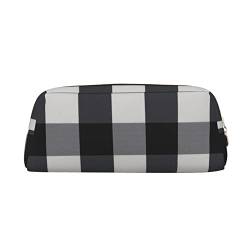 TOPUNY Black and white plaid printing Pencil Case with Zipper Leather Pencil Holder Portable Stationery Bag von TOPUNY