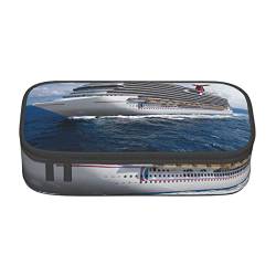 TOPUNY Cruise Ship Printing Large Capacity Pencil Case, Pencil Pouch, Portable Stationery Bag, Multifunctional Organizer von TOPUNY