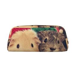 TOPUNY Cute guinea pigs printing Pencil Case with Zipper Leather Pencil Holder Portable Stationery Bag von TOPUNY