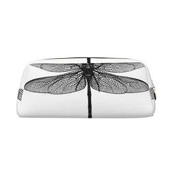 TOPUNY Dragonfly printing Pencil Case with Zipper Leather Pencil Holder Portable Stationery Bag von TOPUNY