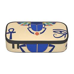 TOPUNY Egyptian Scarab Printing Large Capacity Pencil Case, Pencil Pouch, Portable Stationery Bag, Multifunctional Organizer von TOPUNY