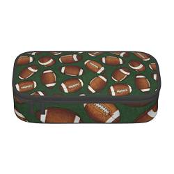 TOPUNY Football Green Printing Large Capacity Pencil Case, Pencil Pouch, Portable Stationery Bag, Multifunctional Organizer von TOPUNY