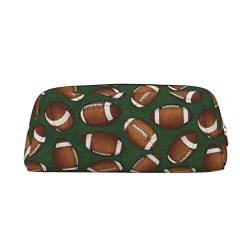 TOPUNY Football Green printing Pencil Case with Zipper Leather Pencil Holder Portable Stationery Bag von TOPUNY