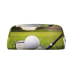 TOPUNY Golf Ball printing Pencil Case with Zipper Leather Pencil Holder Portable Stationery Bag von TOPUNY