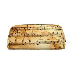 TOPUNY Music Note Print printing Pencil Case with Zipper Leather Pencil Holder Portable Stationery Bag von TOPUNY