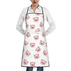 TOPUNY Pig Printing Kitchen Cooking Apron With Pockets Apron For Barbecue Apron For Men And Women von TOPUNY