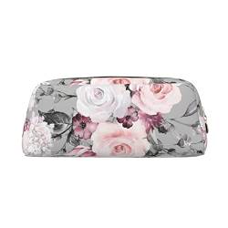 TOPUNY Plant Floral Flowers printing Pencil Case with Zipper Leather Pencil Holder Portable Stationery Bag von TOPUNY