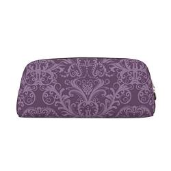 TOPUNY Purple printing Pencil Case with Zipper Leather Pencil Holder Portable Stationery Bag von TOPUNY
