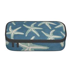 TOPUNY Starfish Coastal Wool Printing Large Capacity Pencil Case, Pencil Pouch, Portable Stationery Bag, Multifunctional Organizer von TOPUNY