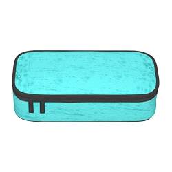 TOPUNY Teal Blue Printing Large Capacity Pencil Case, Pencil Pouch, Portable Stationery Bag, Multifunctional Organizer von TOPUNY