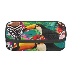 TOPUNY Tropical Birds And Plant Leaf Printing Large Capacity Pencil Case, Pencil Pouch, Portable Stationery Bag, Multifunctional Organizer von TOPUNY