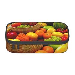 TOPUNY Variety Fresh Vegetables Fruits Printing Large Capacity Pencil Case, Pencil Pouch, Portable Stationery Bag, Multifunctional Organizer von TOPUNY