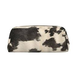 TOPUNY cowhide printing Pencil Case with Zipper Leather Pencil Holder Portable Stationery Bag von TOPUNY