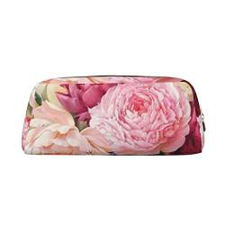 TOPUNY peony flowers blossom printing Pencil Case with Zipper Leather Pencil Holder Portable Stationery Bag von TOPUNY