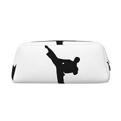 TOPUNY taekwondo martial arts printing Pencil Case with Zipper Leather Pencil Holder Portable Stationery Bag von TOPUNY