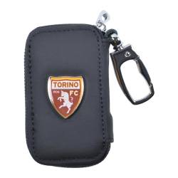 TORINO FC 261839 TORINO Schlüsselanhänger aus Leder mit Reißverschluss, Innenringe und Logoapplikation, Schwarz, Taglia unica von TORINO FC