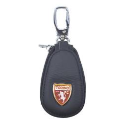 TORINO FC 261842 TORINO Schlüsselanhänger aus Leder mit Reißverschluss, Innenringe und Logoapplikation, Schwarz, Taglia unica von TORINO FC