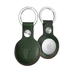 TORRO AirTag-Schlüsselanhänger - echtes Leder airtag anhänger mit gebürstetem metallring (Grün) von TORRO