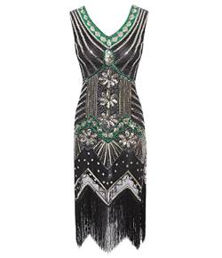 TOSHIKII Damen 1920er Flapper Kleid Gatsby Vintage Plus Size Roaring 20s Kleider mit Fransen für Cocktailparty Prom von TOSHIKII