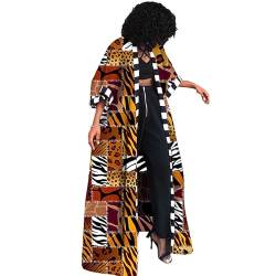 TOSHIKII Frauen lässig African Print Open Front, afrikanische Ankara Long Cardigan Traditioneller Dashiki Outwear Jacke Mantel von TOSHIKII