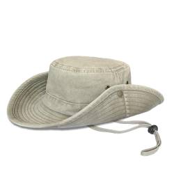 TOSKATOK® UPF 50+ Unisex Safari Outback Australian Style Cotton Bush Hat with Wide Brim, Detachable Chin Strap, Side Press Studs and Air Vents-Stone-58 von TOSKATOK