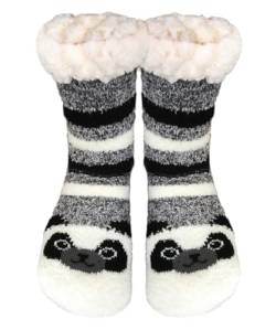 TOSKATOK Damen Mädchen warme Winter flauschige Spaß super weich Tierdruck Fleece gefüttert Bett Slipper Socken von TOSKATOK